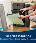 Person replacing Air400 air purifier with Air Purifier Replacement Filter Pack For Air400 With HEPA Filter And Activated Carbon Genuine Filters