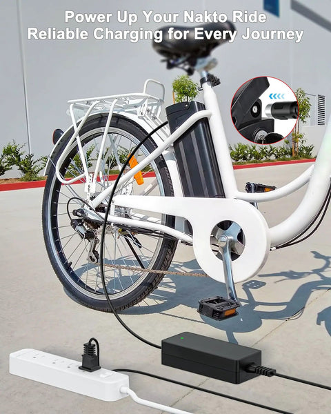 42V Electric Bike Charger With RCA Plug For Nakto 36V Models Like Camel Fashion Elegance Pony Mini Cruiser E Bike And Glion Dolly Electric Scooter Keeps Your Ride Ready For Daily Rides