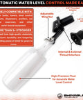Auto Fill Float Valve Replacement Kit Three Eighths Inch To One Half Inch Adapter For Pool Water Levelers And Tank Fill Systems A 2 In 1 Solution For Pools Ponds And Water Tanks Compatible With Most Float Valves In Water Tanks And Pools Durable, black float valve with 3/8 and 1/2 threaded adapters