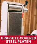 Graphite-covered steel platen of Six Inch Fortyeight Belt And Twelve Inch Disc Sander Combo for smooth sanding results.