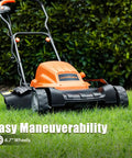 Electric Lawn Mower With 12 Amp Motor 19 Inch Deck 2 In 1 Mulch Or Side Discharge Six Cutting Heights One Touch Height Adjustment