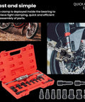 Very Heavy Duty Inner Bearing Puller Extractor Tool Made From Solid 40CR Steel Designed To Pop Rusted Seized Blind Hole Bearings From Car And Bike Engines With Strong Grip That Handles Heavy Hammering For A Quick Garage Fix Or For Real, red case with collets
