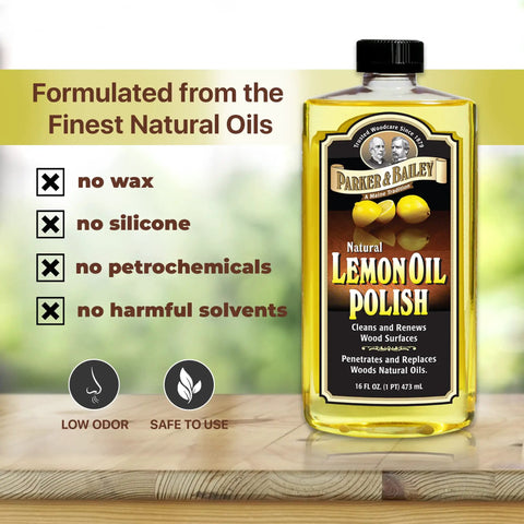 Lemon Oil Polish For Furniture And Wood Clean And Restore Finish Natural Lemon Scent Protects From Drying And Cracking 16 Oz bottle