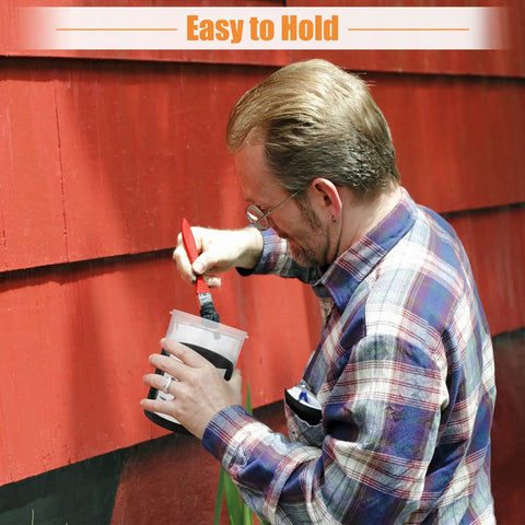 Person painting a red wall using Eight 1000ml Paint Containers With Stainless Steel Mixing Balls, Airtight Lids, Labels Included.
