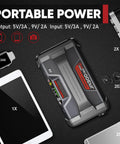 Beast 1500A Jump Starter With Air Compressor Portable 12V Car Battery Booster and digital screen on black surface