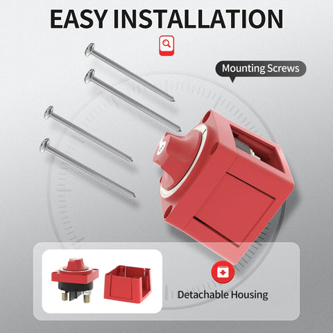 Tough As Nails Built To Last Heavy Duty Waterproof Boat Battery Disconnect Switch with mounting screws and detachable housing