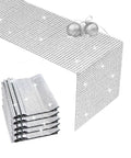 Disco Table Runner Set Of 5 Glitter Silver Sequin Runners For Party Wedding Decor 12 X 72 Inches Blingy Shine Mirrored Look Epic Tablescape