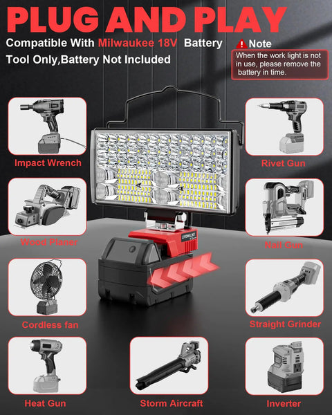 Led Work Light For Milwaukee Battery Compatible 38W 3000 Lumens Beefy Portable Flood Light with tool compatibility