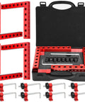 Pro Grade 4-pack red aluminum right-angle clamp set with case and hex wrenches for 90-degree woodworking joints