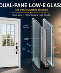 32 By 80 Inch White Primed Fiberglass Front Entry Door Slab Smooth Texture Nine Lite Clear Low E Glass dual-pane glass structure detail
