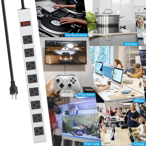 Beefy Metal 8 Outlet Power Strip Surge Protector With 6 Ft Cord Long Lasting White Metal Shell Anti Rust Durable Strip With Wide Spaced Sockets For Home Office Garage Overload Protection Fire Resistant Build, white 8-outlet strip with cord