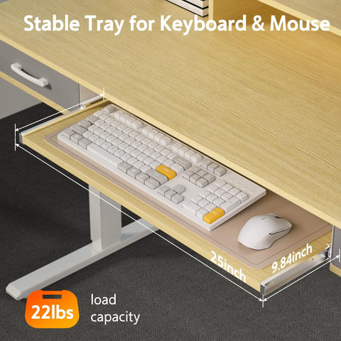 WALKINGDESK 55 Inch Electric Standing Desk With Keyboard Tray Height Adjustable Sit Stand Table featuring a stable keyboard drawer.