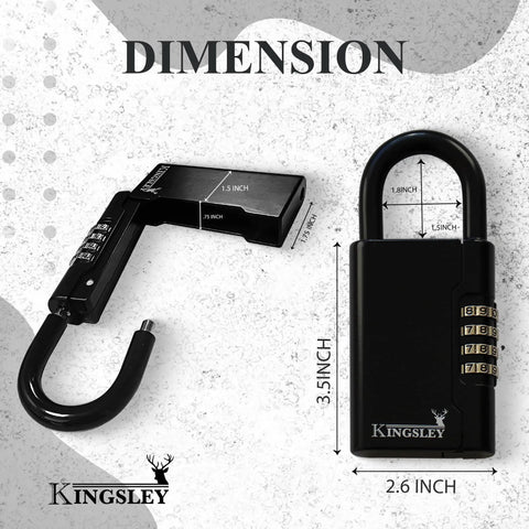Weather Resistant Hanging Key Safe Lock Box For Realtors Real Estate Pros And Vacation Rentals Resettable Combination Secure Key Storage Portable Box For House Keys with dimensions and open view