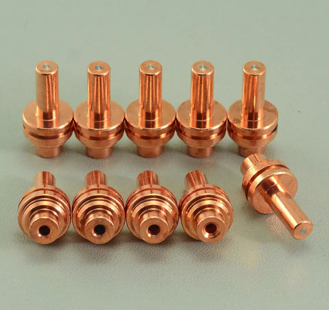 Extended Nozzle And Electrode Set For PowerMax 350 380 Plasma Cutters 25 Amp Replacement 20 copper pieces arranged on surface