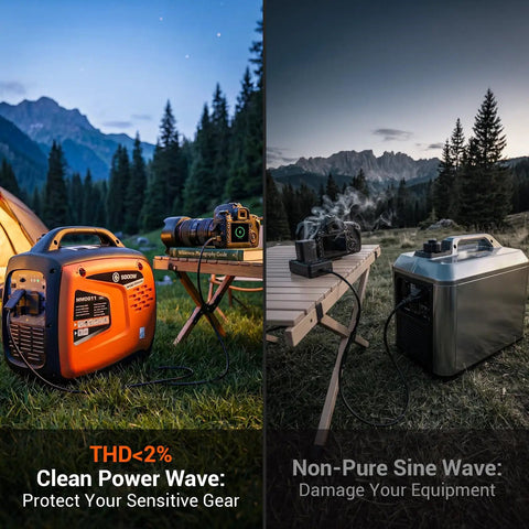 Comparison of Powerful 5000W Inverter Generator for Home Backup and Outdoor Adventures with clean and non-pure sine wave modes