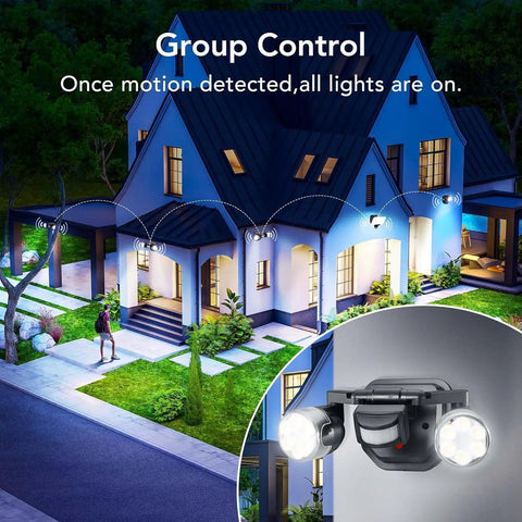 Motion Sensor Outdoor Lights With 450 Degree Wide Adjustment, Smart WiFi Flood Lights For Yard, security floodlight at night