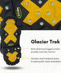 Rock Solid Ice Grip Winter Hiking Boots With 32 Replaceable Aluminum Studs And Sturdy Heel Spikes For Nasty Trail Traction Cold Weather Workhorse Footwear multi-directional outsole with aluminum spikes for hiking.