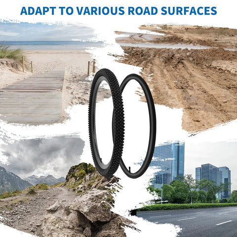 Foldable Mountain Bike Tire Twin Pack 24x1.95 And 26x1.95 Replacement Tires With Grippy Puncture Resistant Tubes 24x1.75 To 2.125, adaptable on different terrains