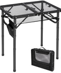 Small Folding Grill Table For Outdoors With Three Adjustable Heights Lightweight Portable Aluminum Camp Table For Camping Picnics BBQ Black 24 By 16 Inches