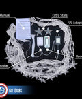 Components of Patriotic Flag Curtain Lights With Stars 6 Ft By 3.5 Ft Outdoor Indoor Waterproof LED String Lights