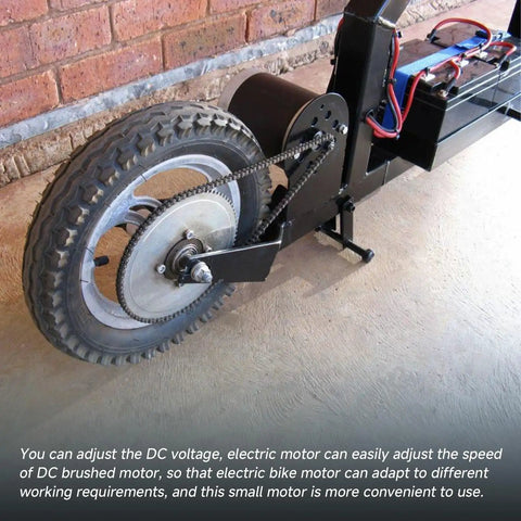 Rear view of an electric folding scooter with MY6812 12V 120W High Speed Brushed Motor and 9 tooth gear installation.
