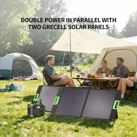 300W Portable Power Station With 100W Foldable Solar Panel For Off Grid Camping And Road Trips 288Wh Solar Generator in use
