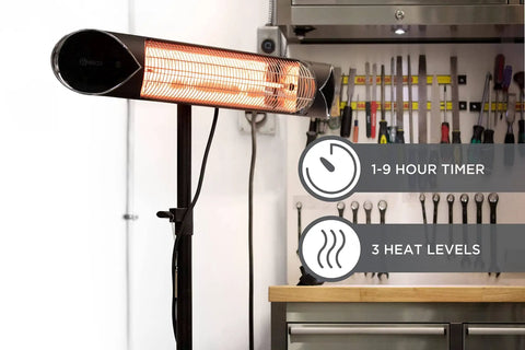 Infrared Patio Heater With Remote Control 1500W Dual Mount Indoor Outdoor Heat Source Wall Or Ceiling Install Or Portable Tripod Stand