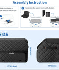 Assembly instructions for Dual Layer Golf Trunk Organizer With Ventilated Shoe Compartment For Two Pairs Of Shoes showing dimensions