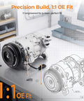Straight Shot AC Compressor With Clutch Fits Chevrolet Silverado 1500 Gmc Sierra 1500 showing detailed 1:1 precision build for easy installation.