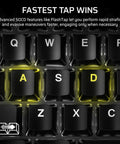 Heavy Hitter Tenkeyless Mechanical Gaming Keyboard Featuring Factory Lubed Hall Effect Switches And Instant Rapid Trigger For Butter Smooth Gameplay close-up of A, S, D keys with backlighting.