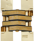 Invisible Mortise Hinge For Wood Or Metal Doors With 180 Degree Opening Non Removable Rivet Pin Nylon Link Smooth Action Fits 1 1 8 To 1 3 8 Inch Thick Doors Zinc Body With Bright Brass Exterior Finish SOSS 212 close-up view.