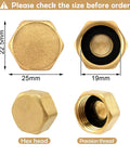 Two Pack Half Inch Brass Blanking Caps With Gasket, female thread nut caps for plumbing fittings, leakproof and rustproof