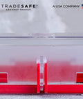 Side view of No Nonsense Emergency Stop Button Lockout Cover For Industrial Safety Transparent Rectangular Push Button Guard