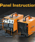 Front and side view of a 2 In 1 50 Amp Plasma Cutter And MMA Welder With Built In Air Compressor 220V Digital Inverter IGBT