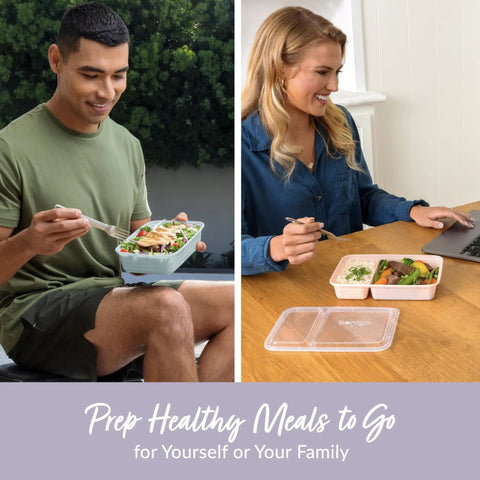 Individuals using 60-Piece Meal Prep Kit With Reusable PFAS-Free BPA-Free Containers, Microwave, Freezer, And Dishwasher Safe Trays for meals