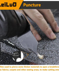 Six-Piece Oscillating Tool Hook Knife Blade Set cutting roof shingles with focus on the blade edge