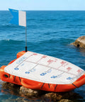 Orange Red Spearfishing Float Buoy With Foldable Carbon Fiber Flagpole And D Ring Handles Built In Fish Measuring