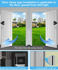 Anti Theft Doorbell Mount With Adjustable Angle Left Or Right 45 Degrees installed on double doors, illustrating swing inward installation.