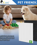 Child playing with dog in living room, showcasing 2-Pack True HEPA Replacement Filters With 8 Activated Carbon Pre-Filters For C545.