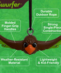 Ninja Twister Swing Spins Set For Backyards, 360 Degree Spin Toy, bird-shaped handle with rope and features highlighted.