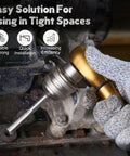 Heavy Duty Tap Socket Set With Adjustable Handle 6 Piece CR MO Steel Kit in use for quick slip-free fastening in tight space