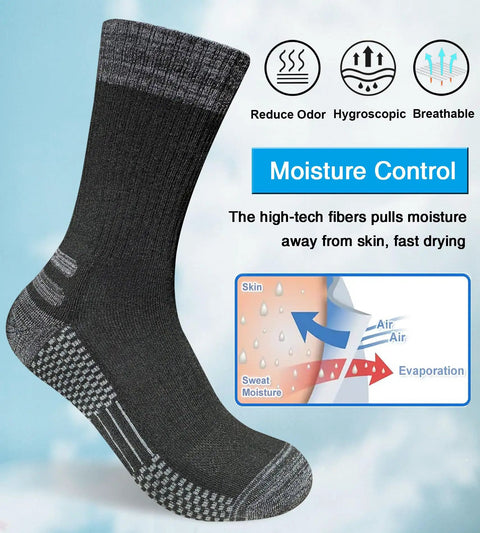 Men's Crew Work Boot Socks With Thick Cushioned Padding For All Day Comfort And Shock Absorption Moisture Wicking Display