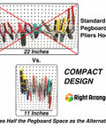 Comparison of standard 22-inch vs 11-inch Pegboard Pliers Holder That Holds Eleven Pairs On Any Pegboard A Space Saving Organizer