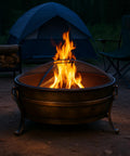 Outdoor 34 Inch Wood Burning Fire Pit Bowl With Spark Screen, Log Poker, And Grate For Backyard, Patio Or Campground Gatherings, Large Fire Pit For Cozy Evenings