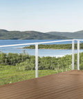 Easy As Pie Cable Railing Kit For Decks Featuring Marine Grade Stainless Steel Cables plus pre-drilled posts on a scenic deck.