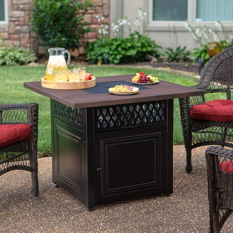 Donovan 38 Inch Square Propane Fire Pit With Infrared Patio Heater Outdoor Gas Fire Pit And Heater Combo Delivering 41,000 BTU