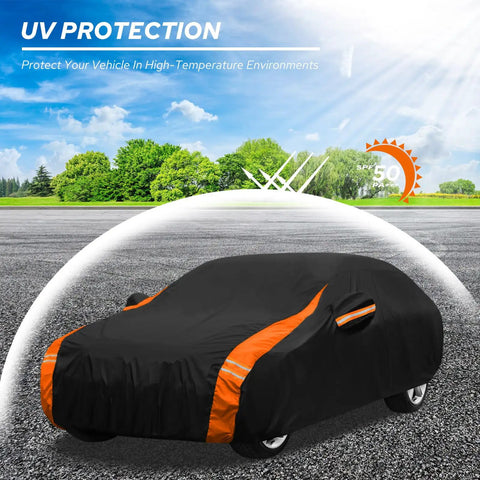 Dodge Challenger 10 Layer Waterproof Car Cover All Weather Exterior With Soft Cotton Lining And Door Zipper in UV protection setting