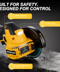 Badass Cordless Cut Off Tool Featuring Brushless Motor Delivers Killer 18000 Rpm Cuts With Three Speed Tweaks for enhanced control and safety features.