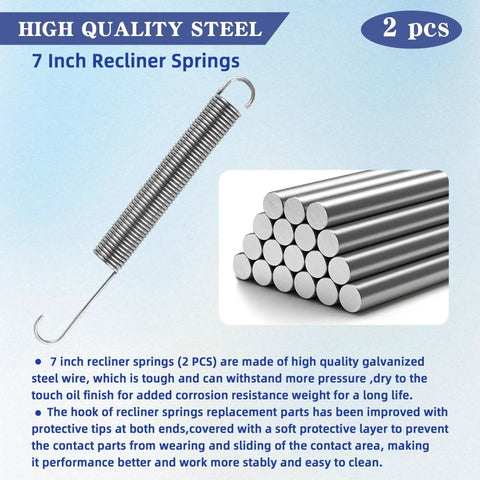 Legit Comfort 2 Pack 7 Inch Recliner Springs Replacement For Couches And Recliners With Rock Solid Support And Silent Glide Mechanism Upgrade For Everyday Chill, showing high quality steel springs.
