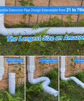 Flexible Downspout Extensions for Outdoor Gutter Systems, 2 Pack Rain Drain Extenders, Adjustable 21 to 70 Inches, connected to wall